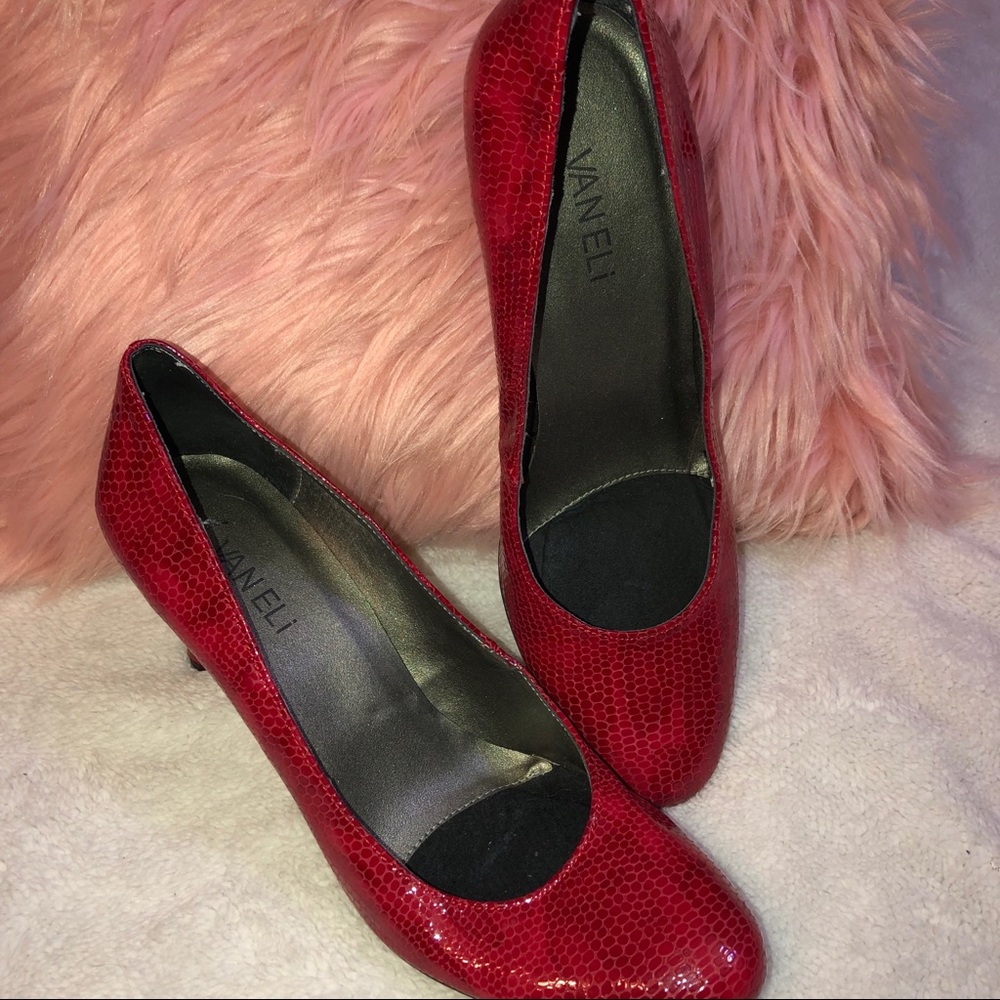 🤲🏼❤️👠 Vaneli Red Snake Heels